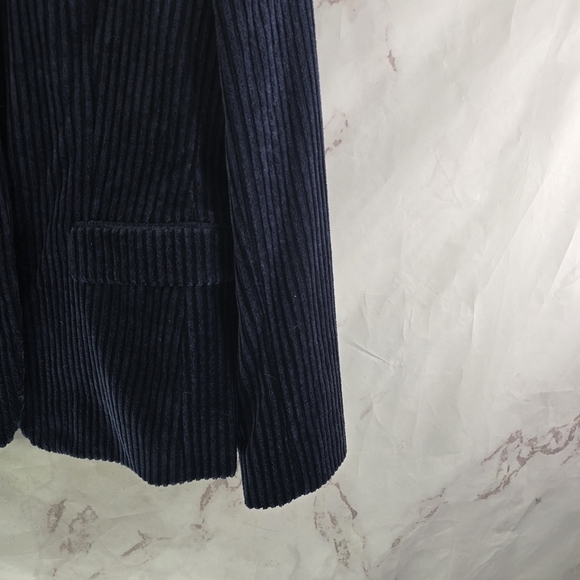 J Crew Blazer Women Large 12 Blue Brown Corduroy 2 Button Jacket Wale - Picture 4 of 13